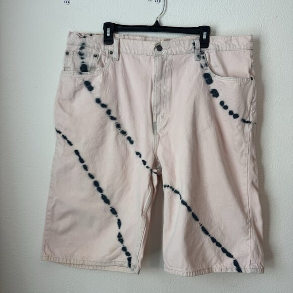 Levis 569 Shorts Mens Size 40 Pink Tie Dye Denim Jean Loose Straight 12” Inseam - Picture 1 of 12